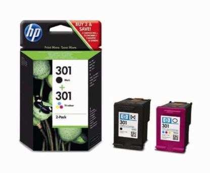 Combo pack! HP 301 sort + farve blækpatron 6 ml - N9J72AE - original