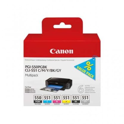 Multi pack! Canon PGI-550/CLI-551 BK-C-M-Y-GY blækpatron 50ml - 6496B005 - original