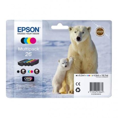 Multi pack! Epson 26 BK-C-M-Y blækpatron 19,7ml - C13T26164010 - original