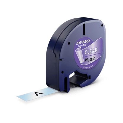 Dymo 12267 sort på klar plastiktape 12 mm x 4 m - Original - S0721530