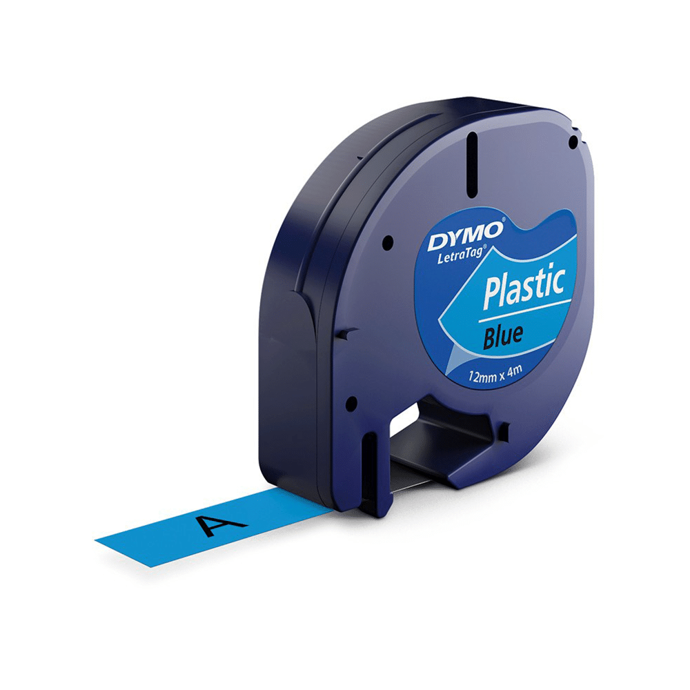 Dymo 91205 / 91225 sort på blå plastiktape 12 mm x 4 m - Original - S0721650